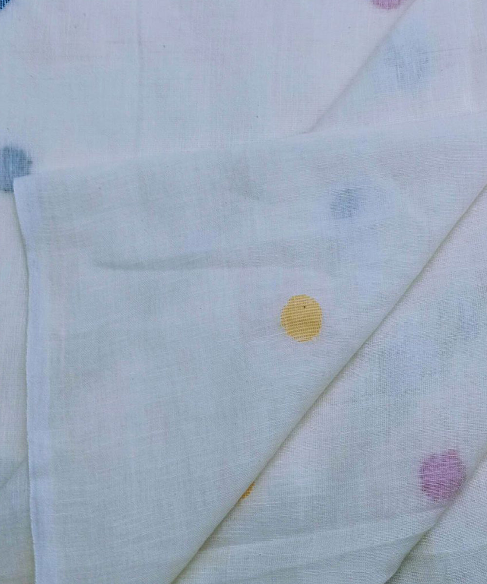 White handwoven bengal cotton jamdani fabric