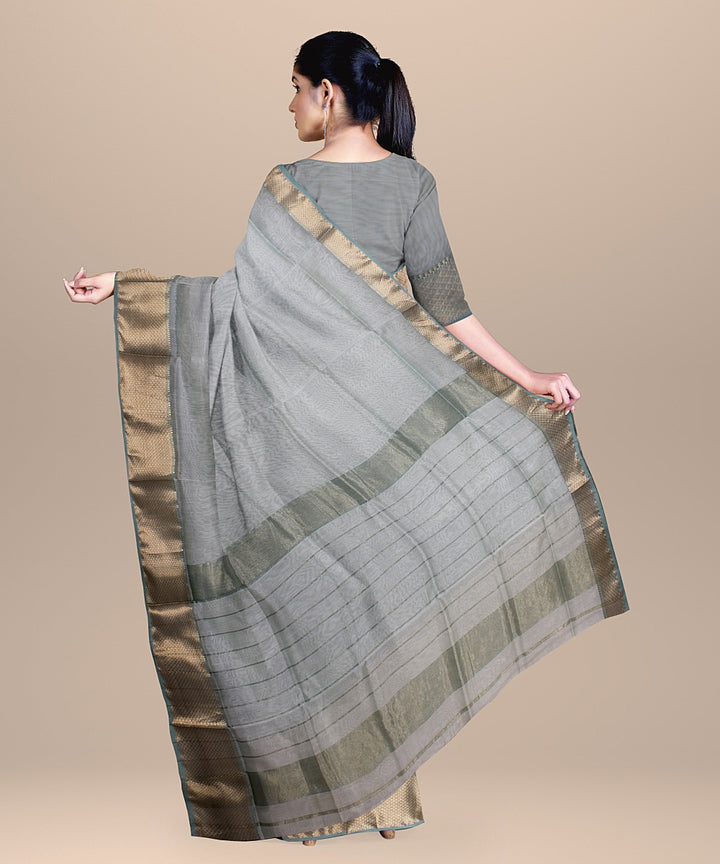 Light green handloom maheshwari cotton silk saree