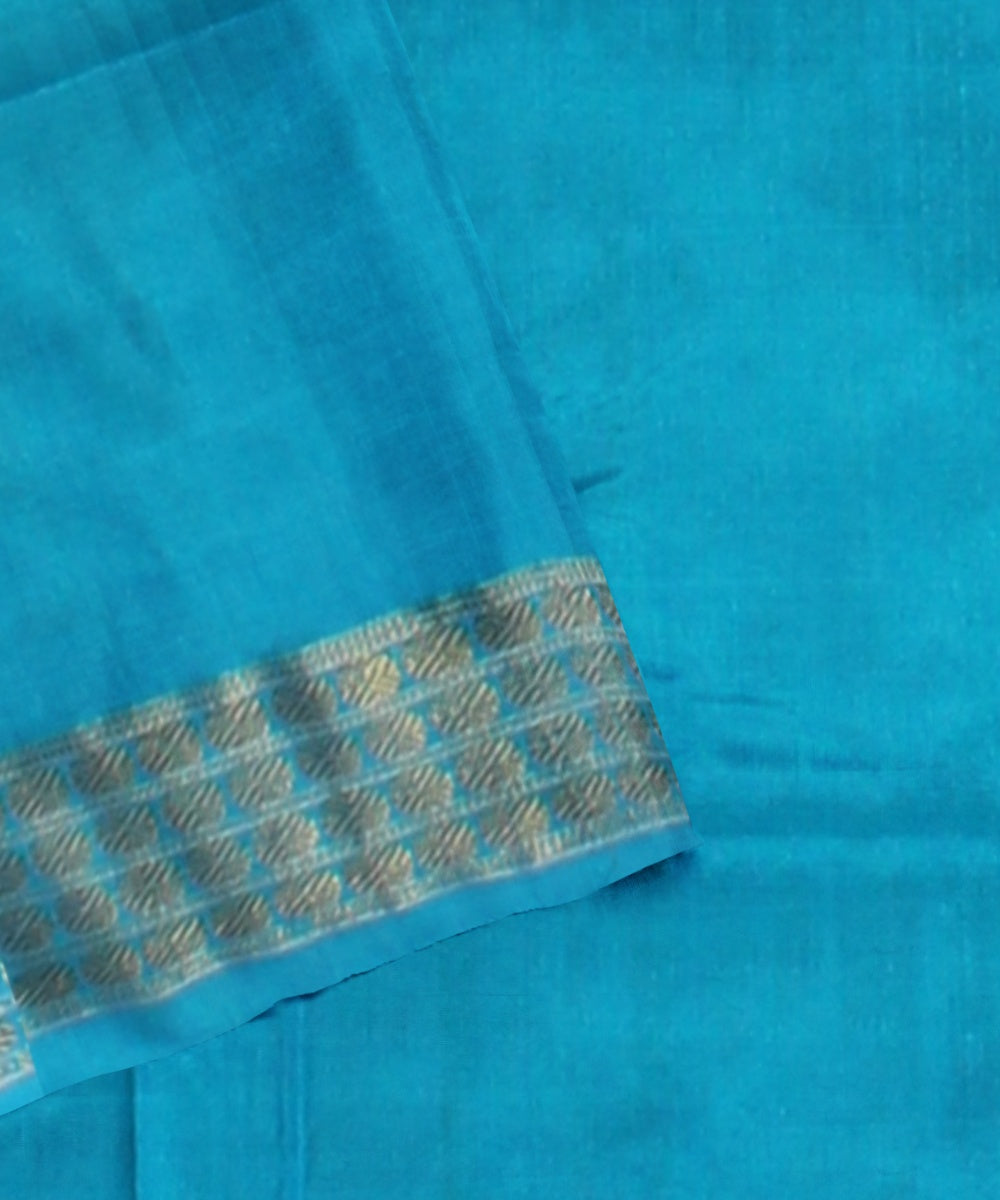 Yellow sky blue tissue silk handloom sambalpuri saree