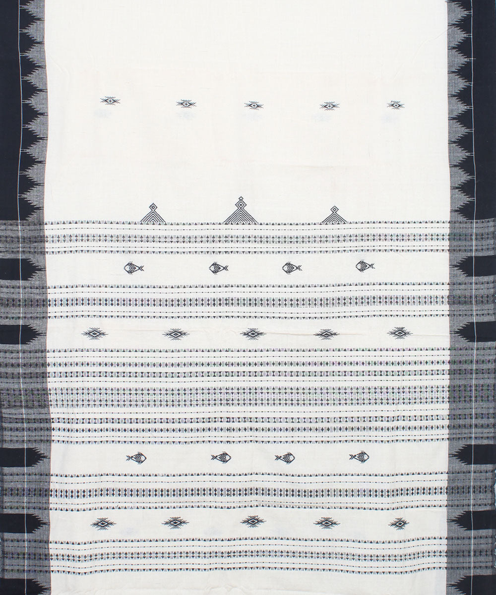 Offwhite black handwoven kotpad cotton saree