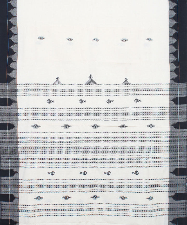 Offwhite black handwoven kotpad cotton saree