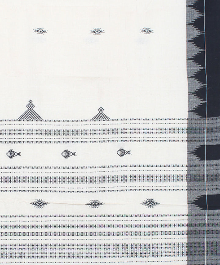 Offwhite black handwoven kotpad cotton saree