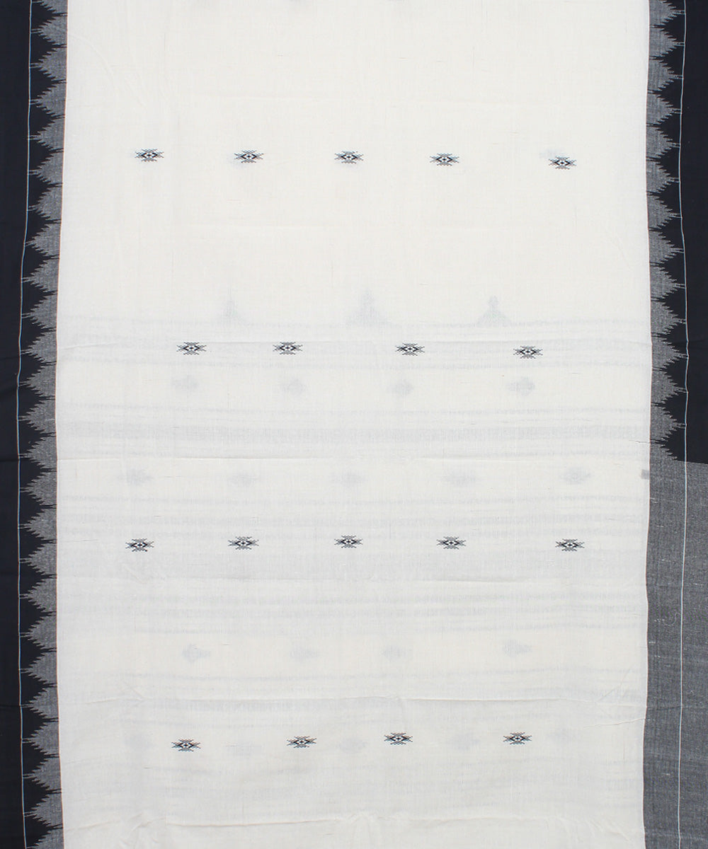 Offwhite black handwoven kotpad cotton saree