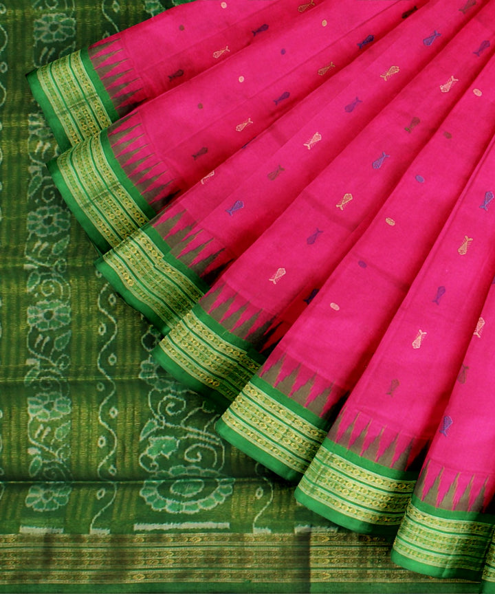 Pink light green tissue silk handloom sambalpuri saree