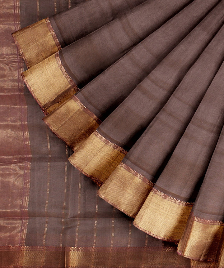 Grey purple cotton silk handloom maheshwari saree