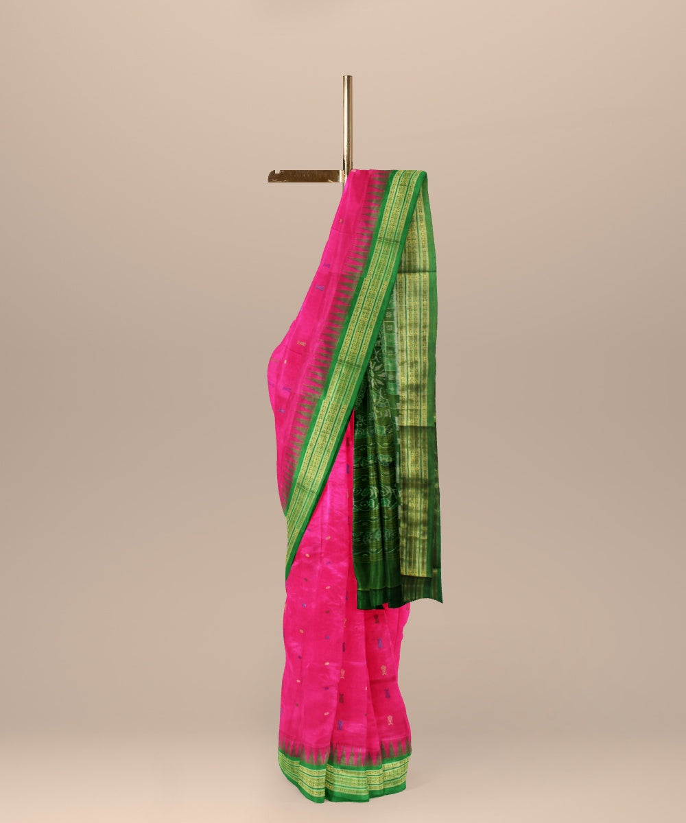 Pink light green tissue silk handloom sambalpuri saree