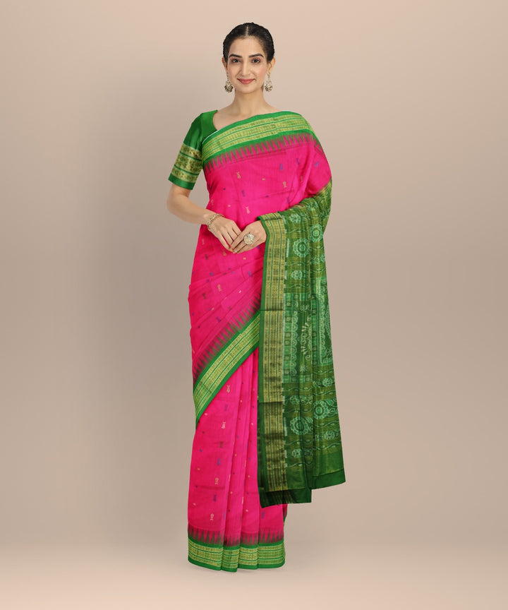 Pink light green tissue silk handloom sambalpuri saree