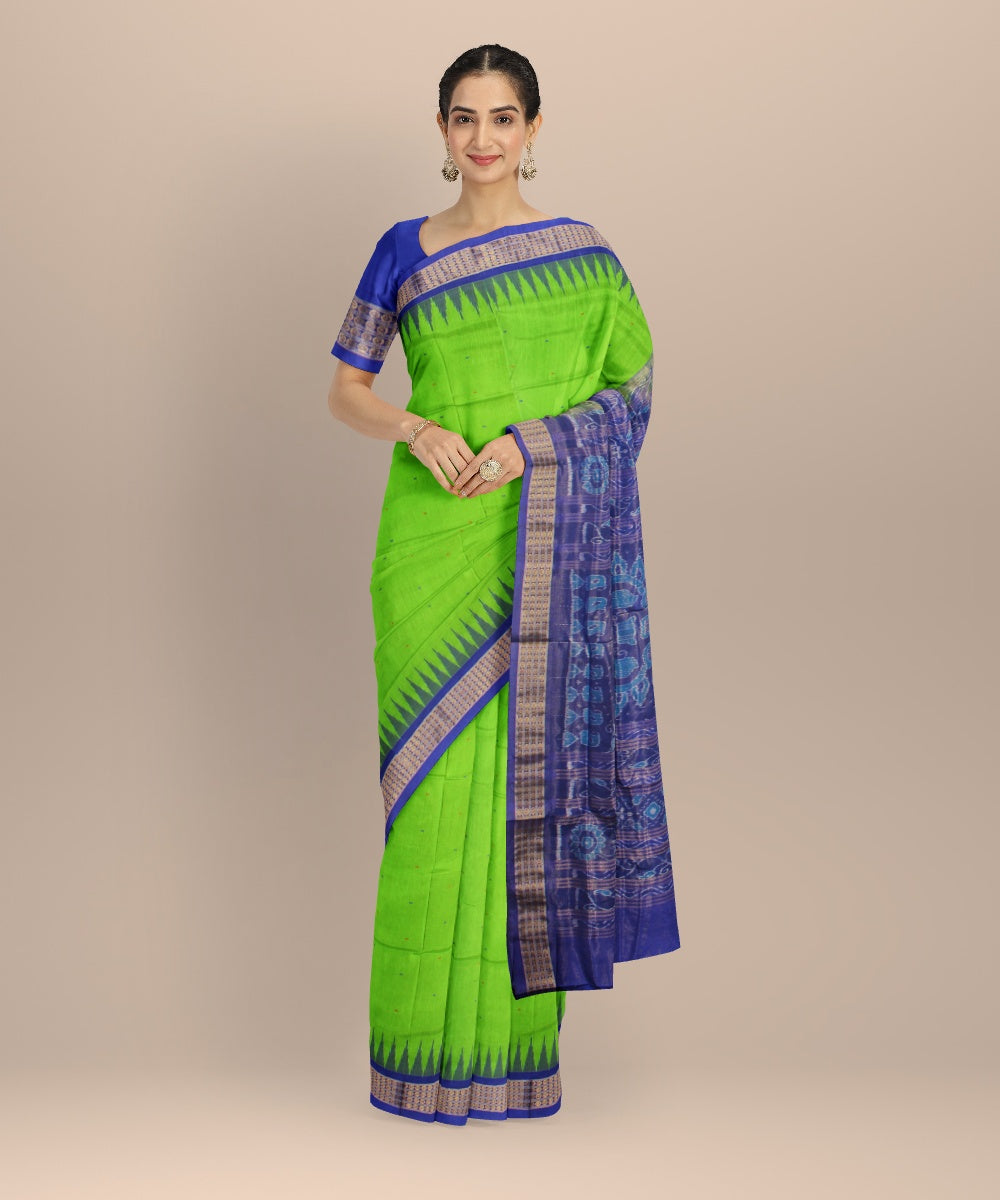 Light green blue tissue silk handloom sambalpuri saree