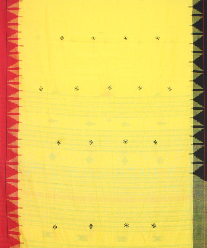 Yellow red cotton handwoven kotpad saree