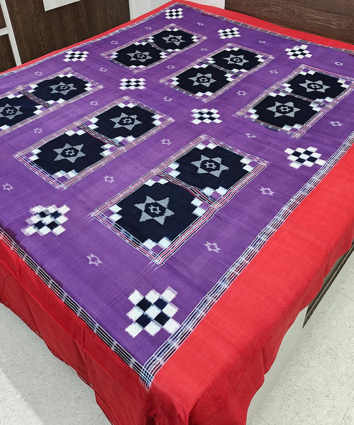 Purple black handwoven sambalpuri cotton double bedsheet
