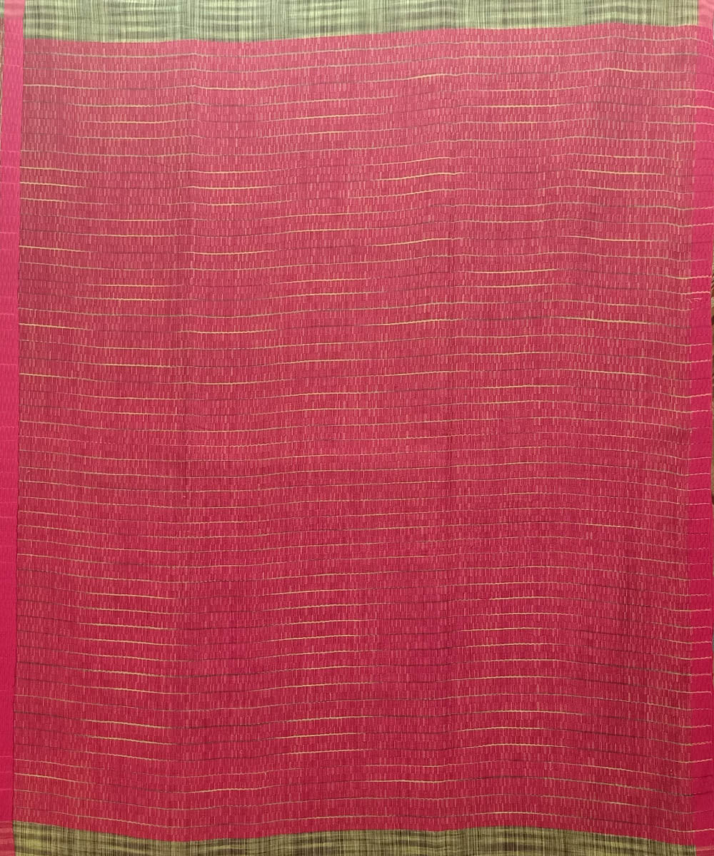 Red olive green ghicha anchal cotton handwoven saree