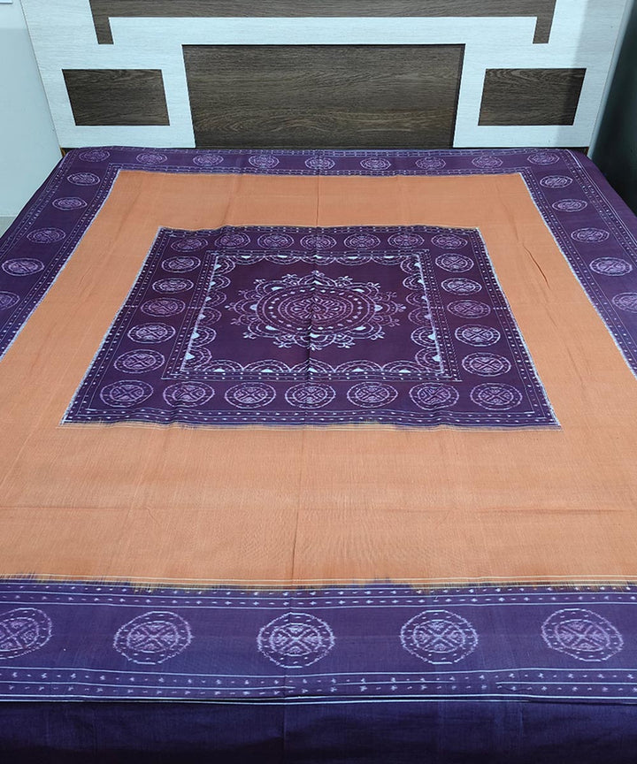 Purple brown handwoven sambalpuri double cotton bedsheet