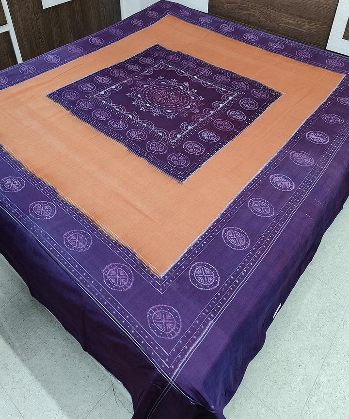 Purple brown handwoven sambalpuri double cotton bedsheet
