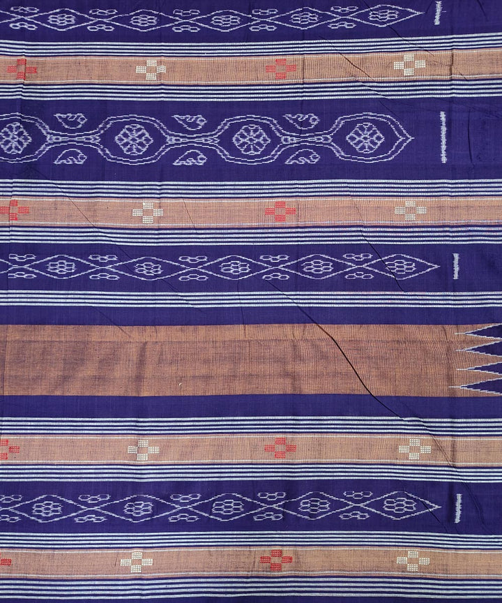 Navy blue brown handwoven sambalpuri cotton double bedsheet