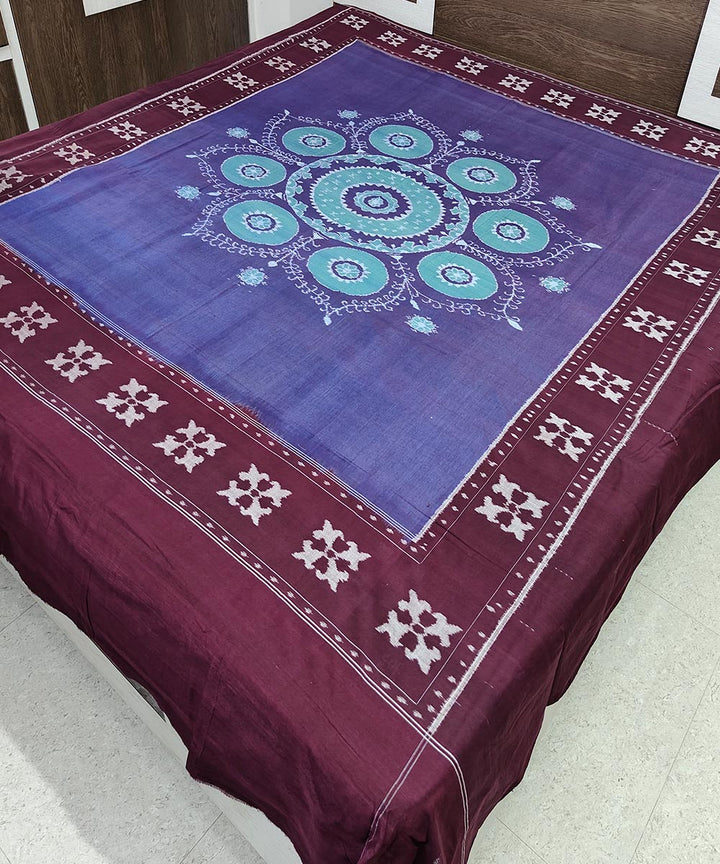 Purple maroon handwoven sambalpuri double cotton bedsheet