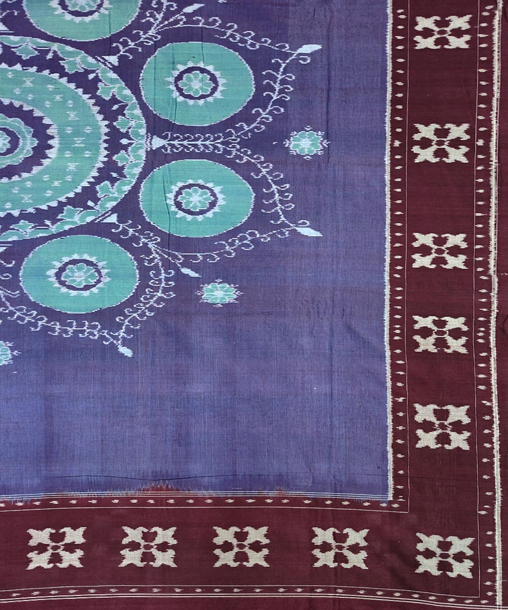 Purple maroon handwoven sambalpuri double cotton bedsheet