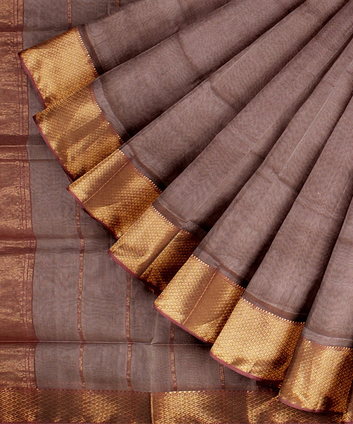 Grey purple handloom maheshwari cotton silk saree