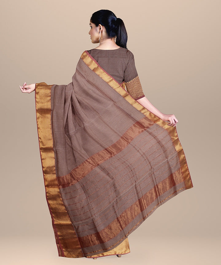 Grey purple handloom maheshwari cotton silk saree