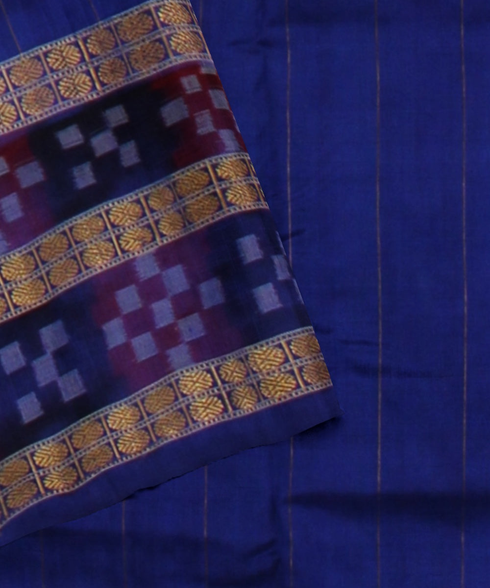 Teal blue tissue silk handloom sambalpuri saree