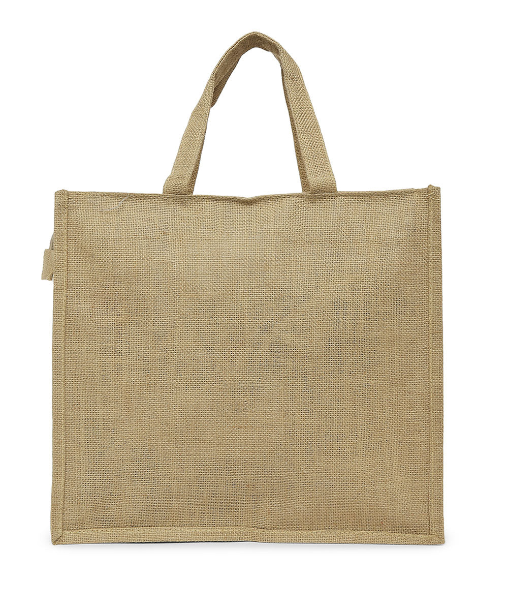 Beige jute hand printed warli bag