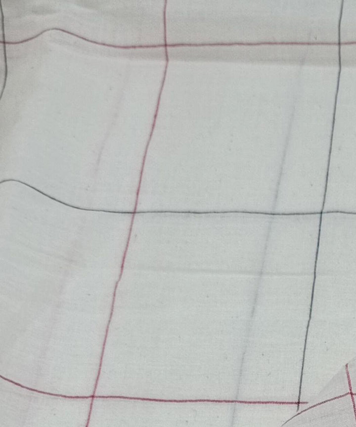 White blue check handwoven cotton fabric