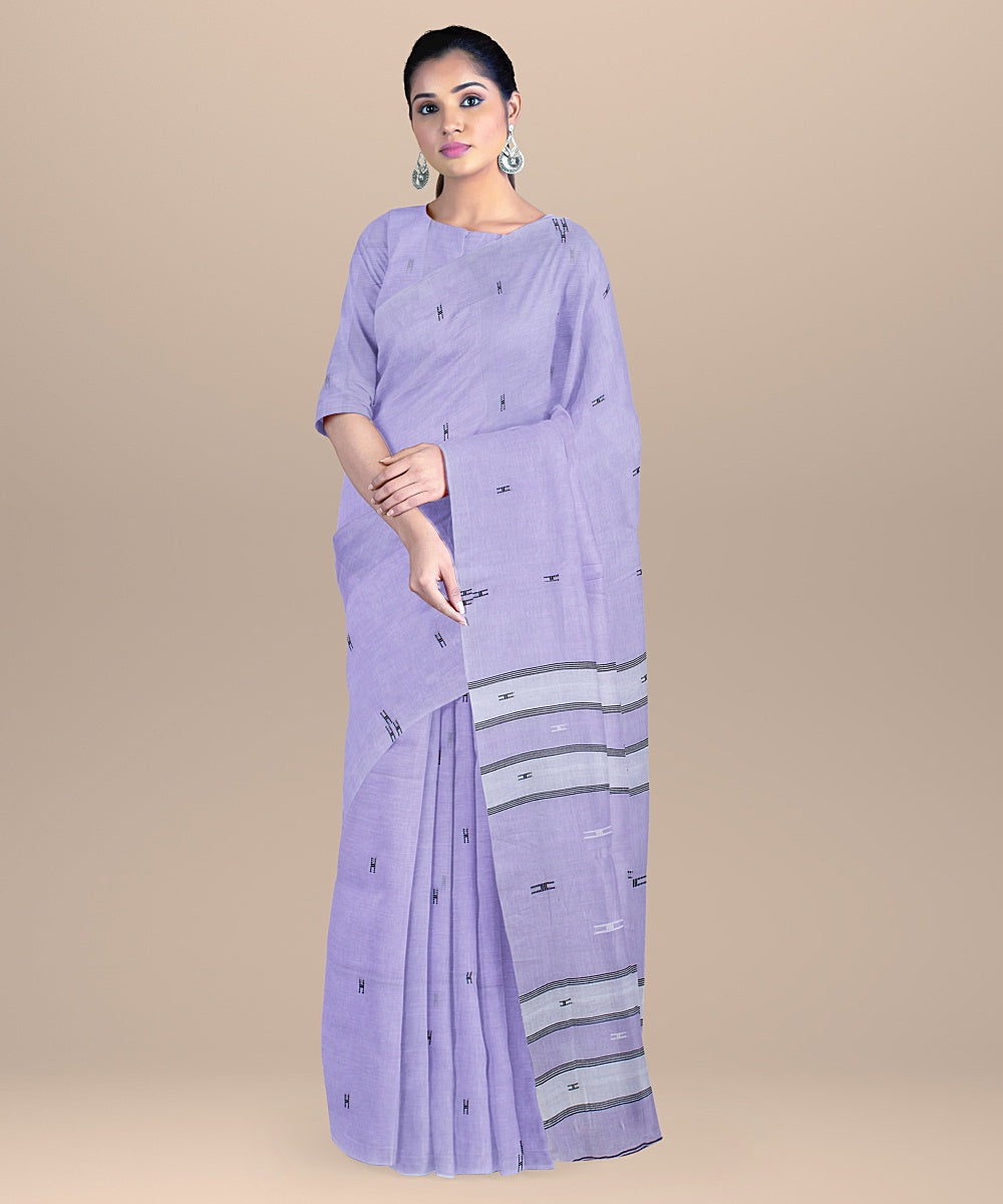 Lavender handloom cotton bengal saree