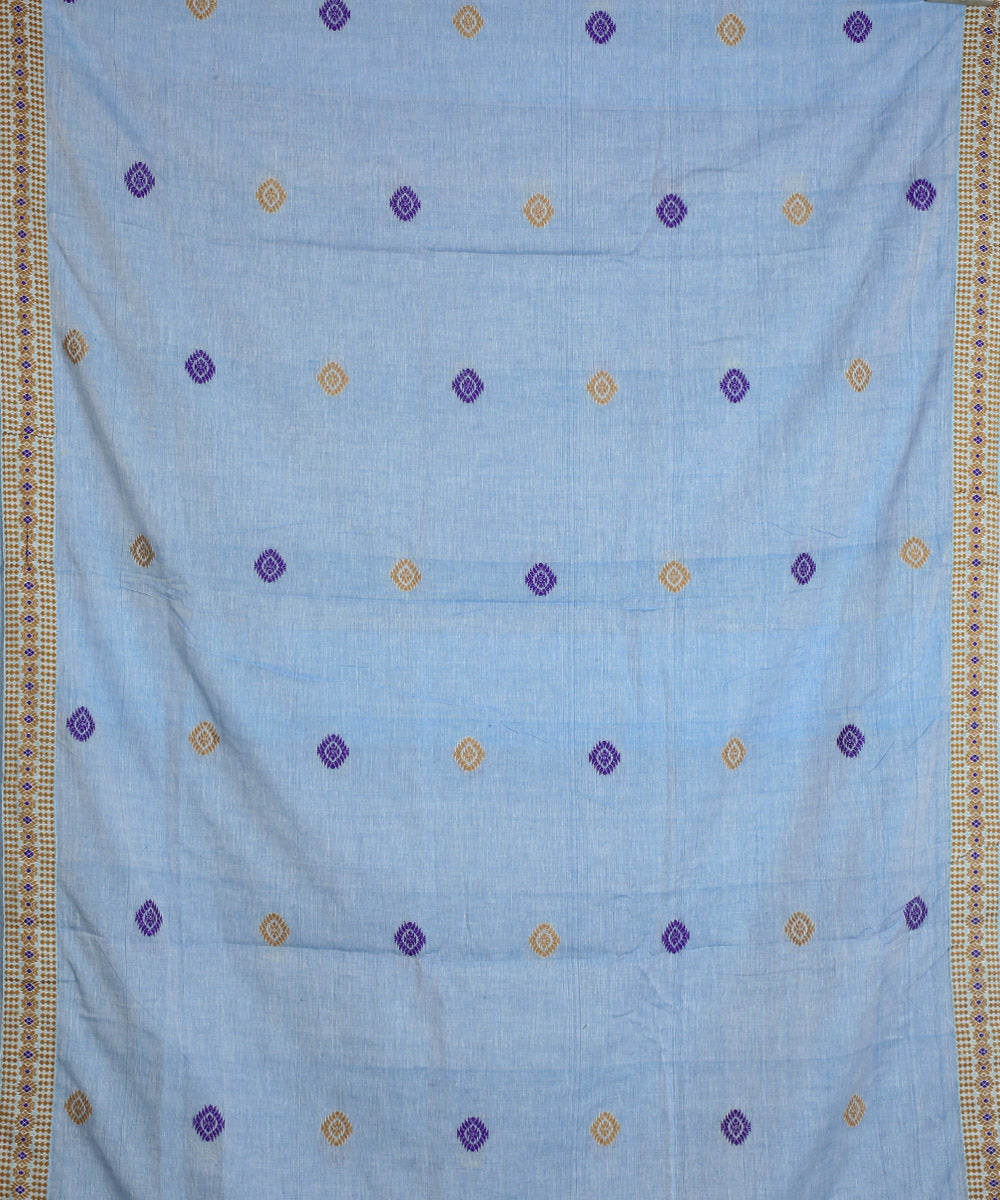 Sky blue light brown cotton handloom assam saree