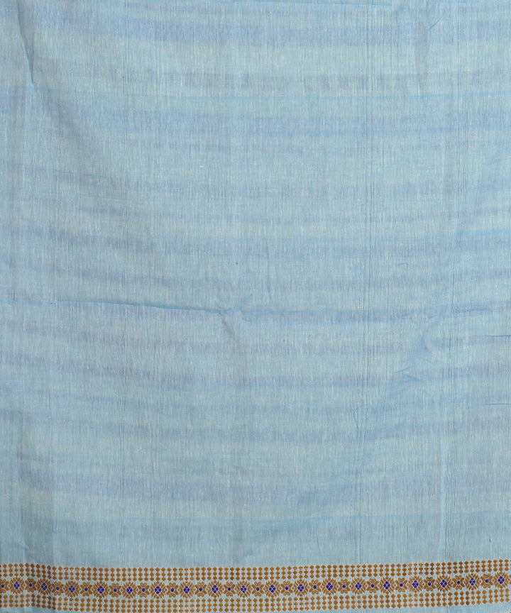 Sky blue light brown cotton handloom assam saree