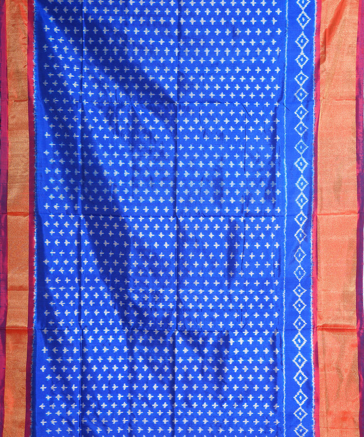 Navy blue maroon handwoven pochampally ikat silk saree