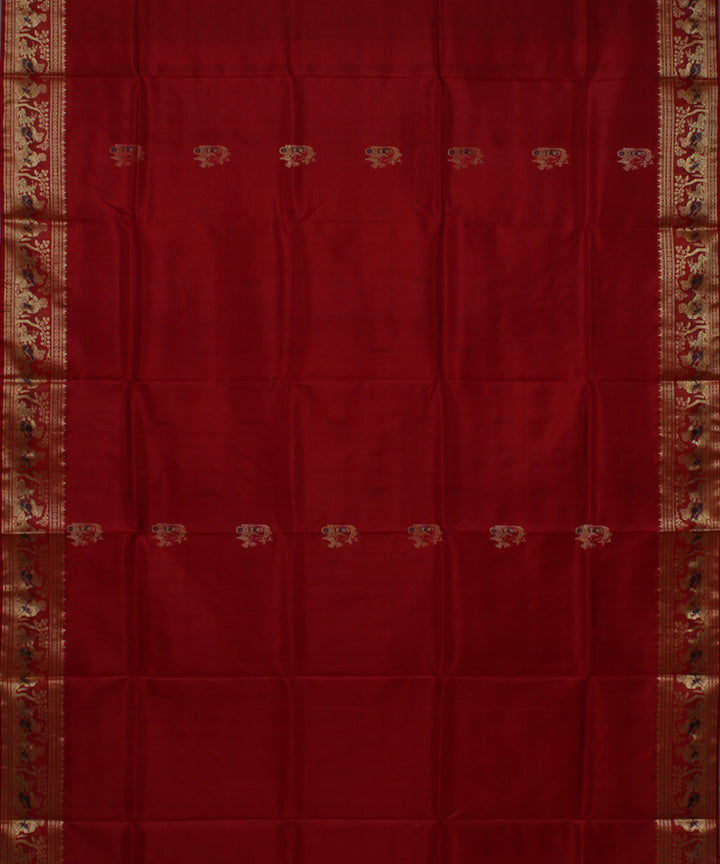 Rani red dual shaded handwoven meenakari baluchari silk saree