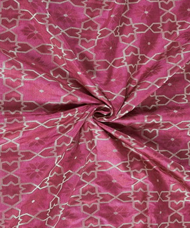 Pink handloom banarasi silk fabric