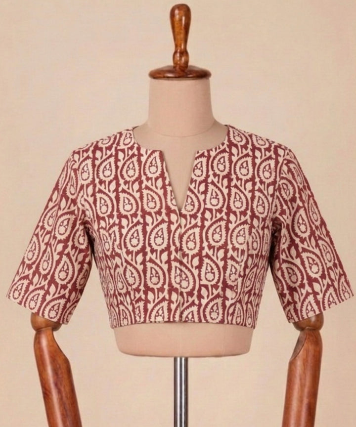 Red white red princess cut blouse front opening blouse