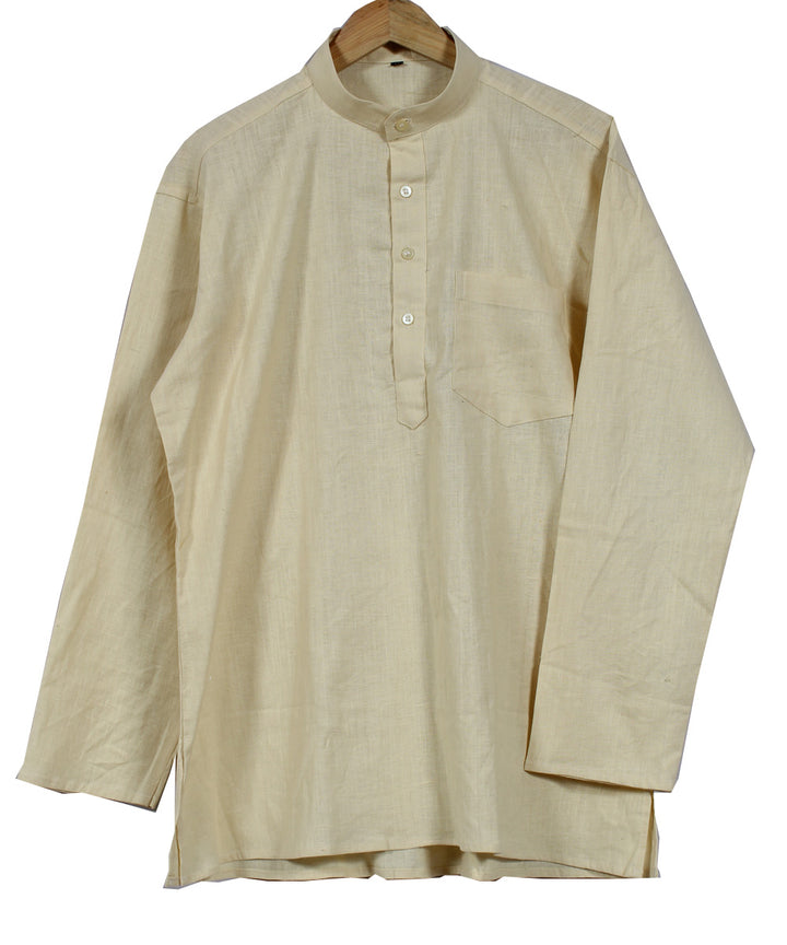 Cream handwoven khadi cotton long kurta