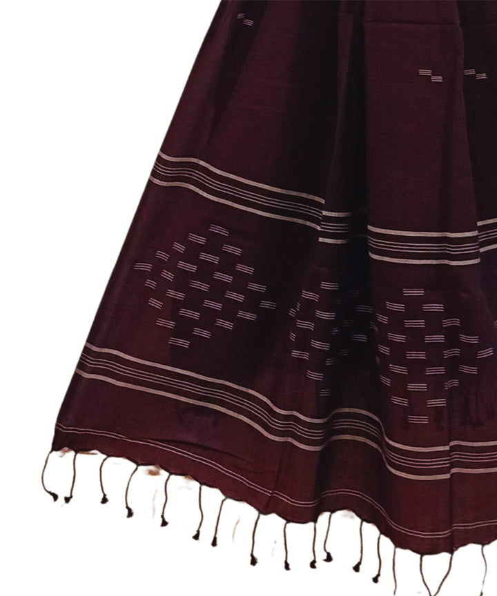 Dark brown handloom cotton jamdani stole