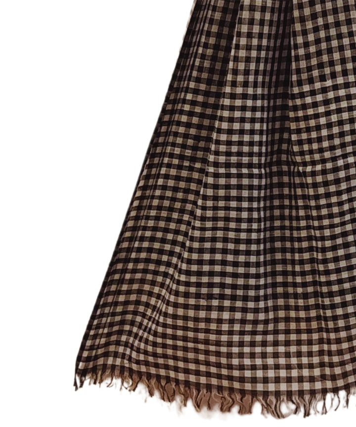Black white small check handwoven cotton stole