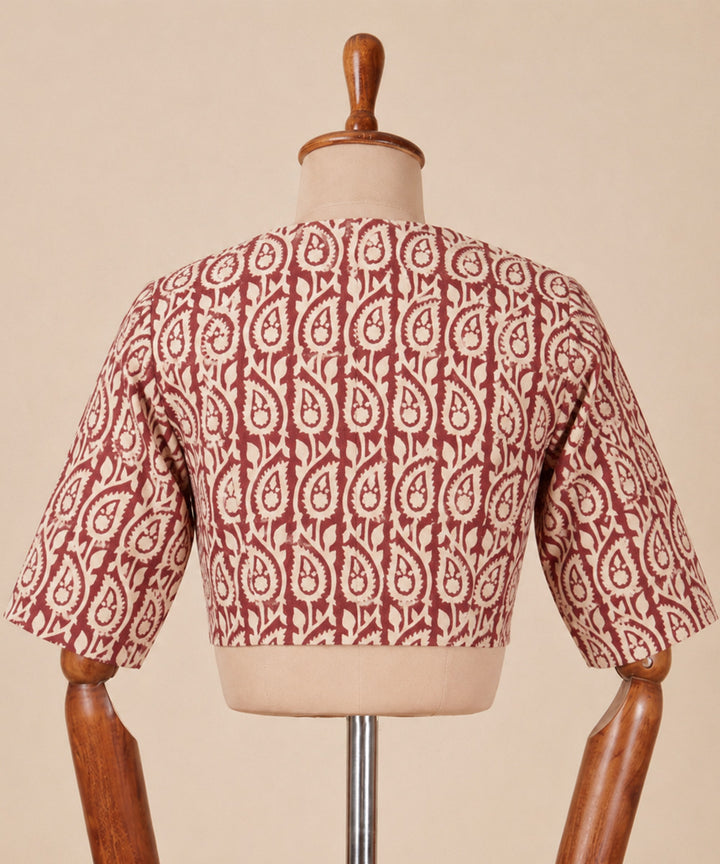 Red white red princess cut blouse front opening blouse