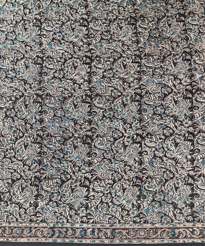 Black hand printed cotton kalamkari saree