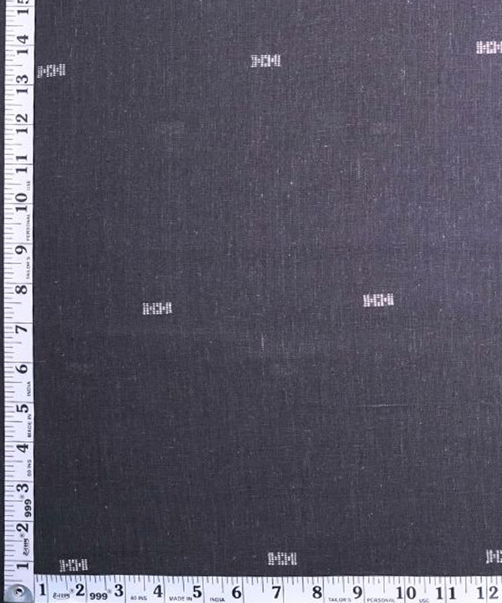Beige butti on grey handspun handwoven cotton fabric