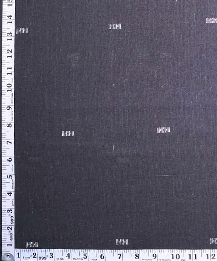 Beige butti on grey handspun handwoven cotton fabric