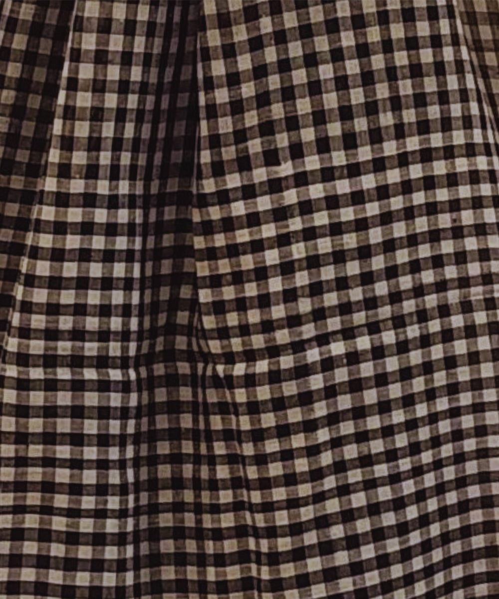 Black white small check handwoven cotton stole