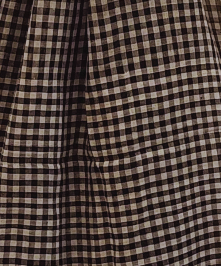 Black white small check handwoven cotton stole