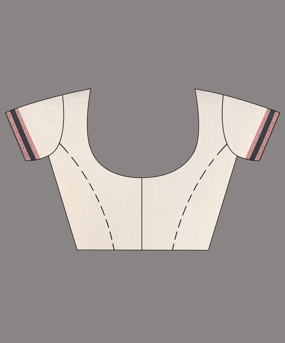 Offwhite black handloom cotton bengal saree