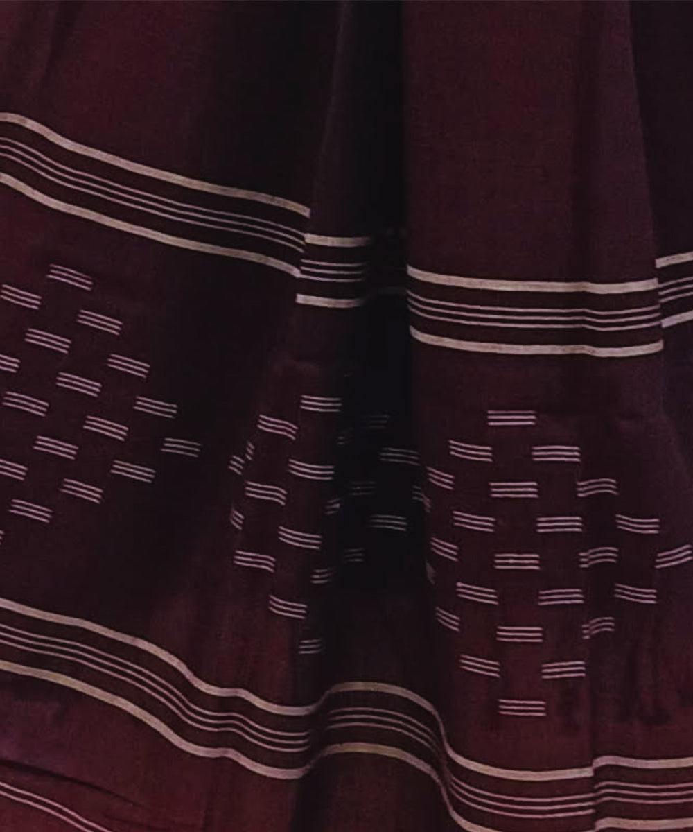 Dark brown handloom cotton jamdani stole