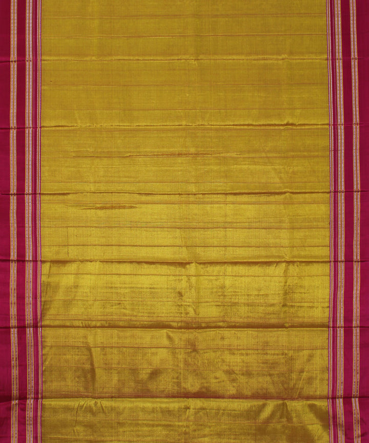 Golden pink gayatri border cotton art silk handloom ilkal saree