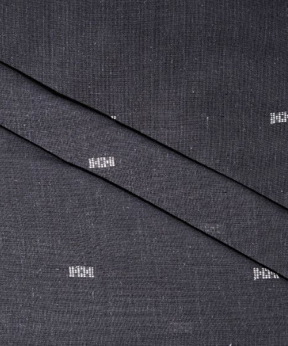Beige butti on grey handspun handwoven cotton fabric