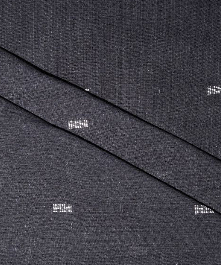 Beige butti on grey handspun handwoven cotton fabric