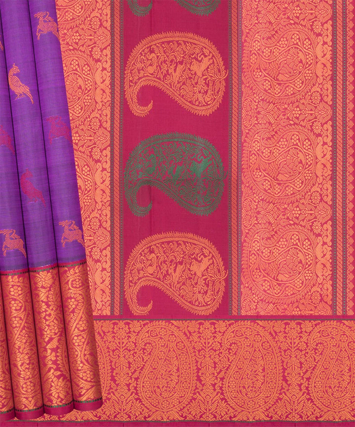 Purple with red handwoven kanjivaram silk saree