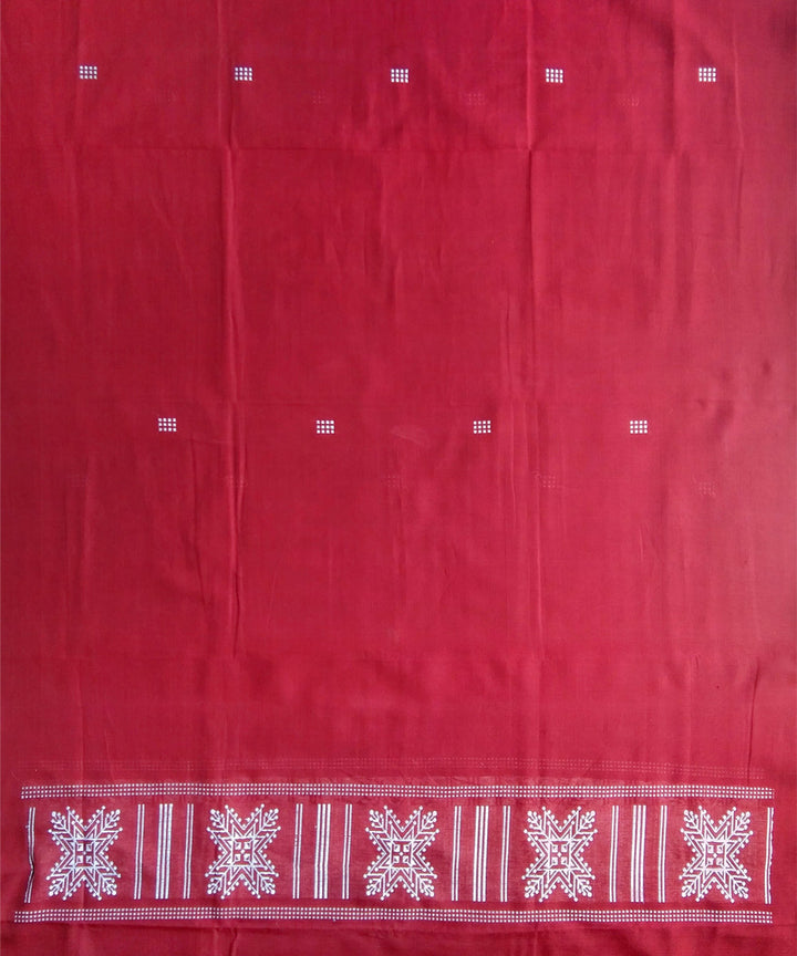 Maroon handwoven cotton bomkai dupatta