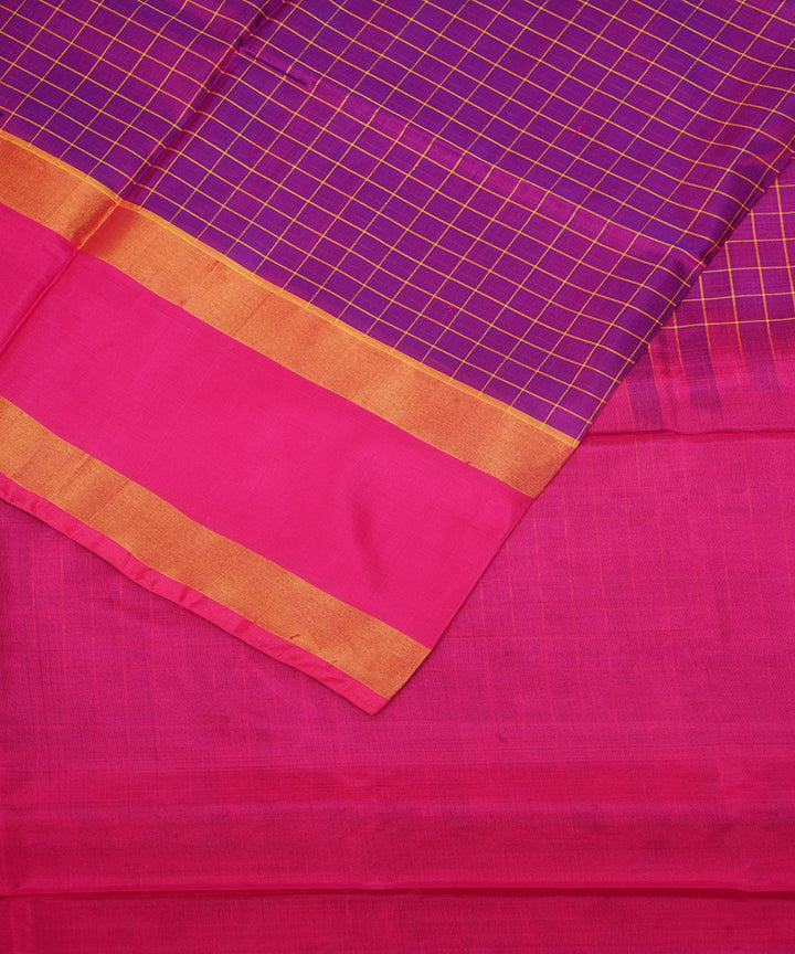 Purple pink silk handloom uppada saree