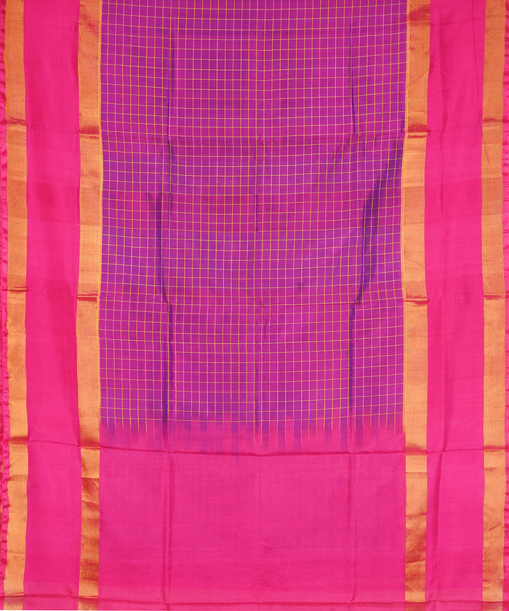 Purple pink silk handloom uppada saree